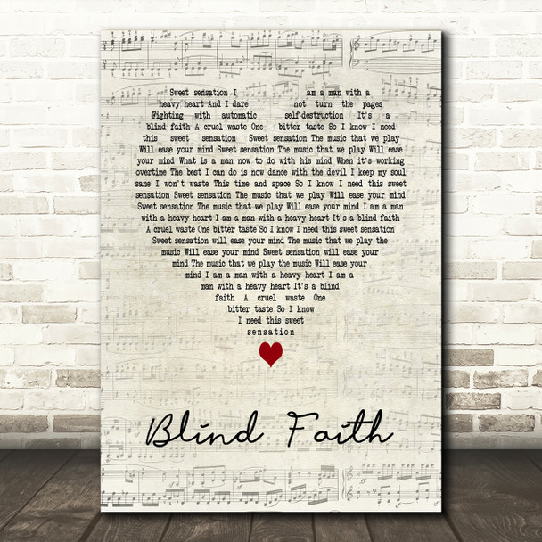 Chase & Status Blind Faith Script Heart Song Lyric Art Print