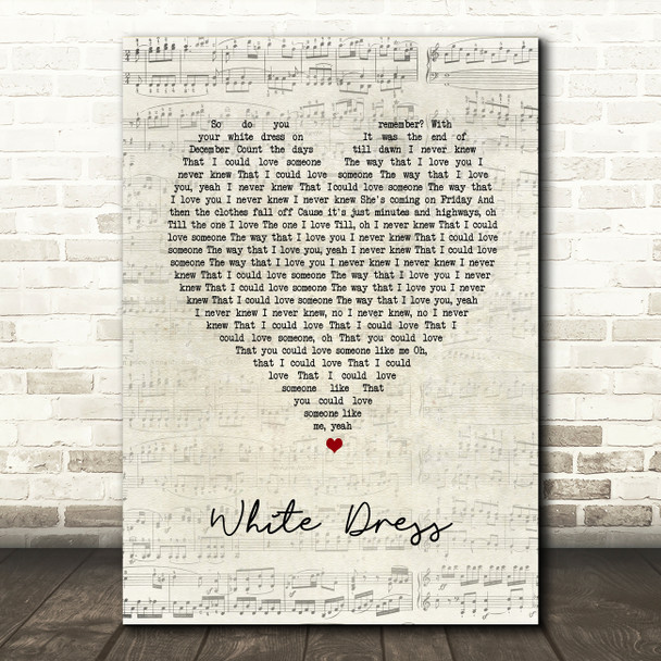 Ben Rector White Dress Script Heart Song Lyric Art Print