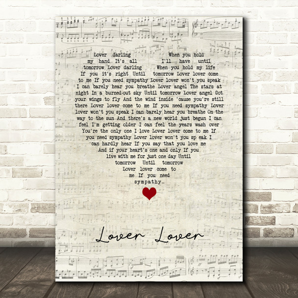 James iha Lover Lover Script Heart Song Lyric Art Print