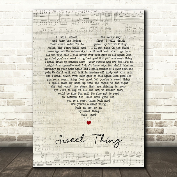 Hozier Sweet Thing Script Heart Song Lyric Art Print