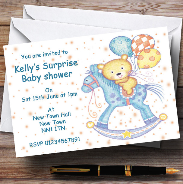 Rocking Horse Surprise Baby Shower Personalized Party Invitations