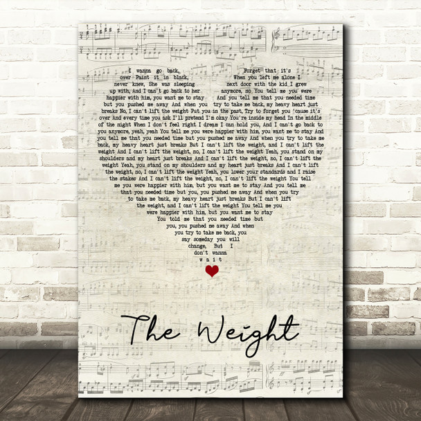 Shawn Mendes The Weight Script Heart Song Lyric Art Print