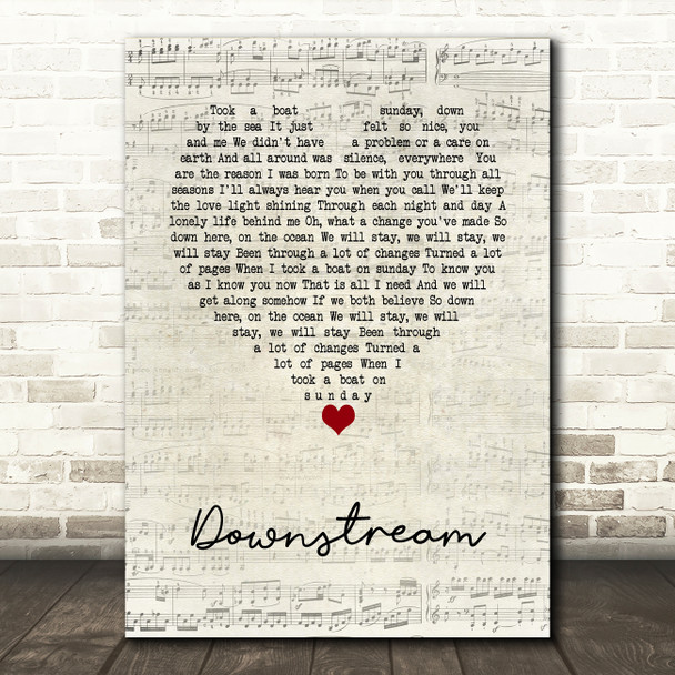 Supertramp Downstream Script Heart Song Lyric Art Print