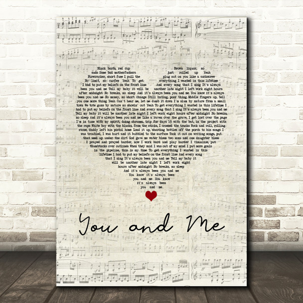 Yelawolf You and Me Script Heart Song Lyric Art Print