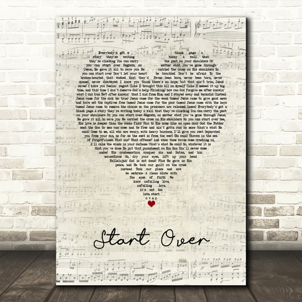 NF Start Over Script Heart Song Lyric Art Print