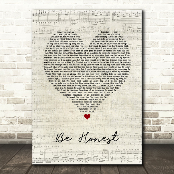 Jorja Smith Be Honest Script Heart Song Lyric Art Print