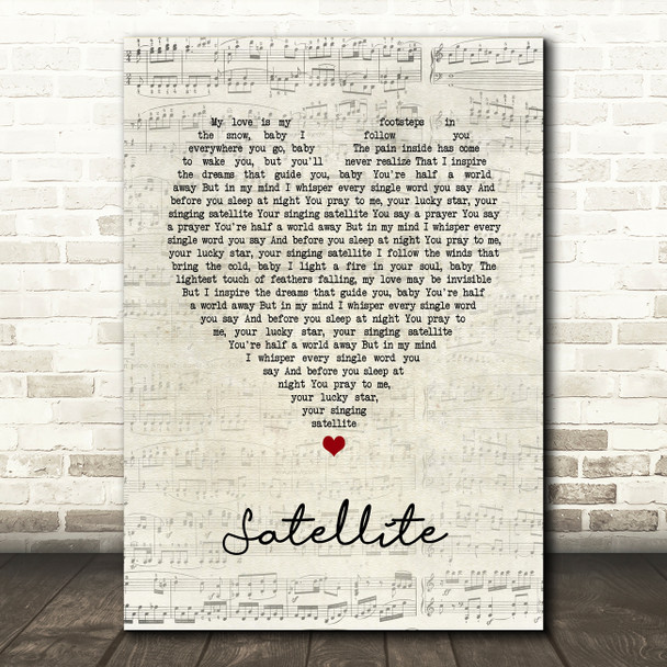 OceanLab Satellite Script Heart Song Lyric Art Print