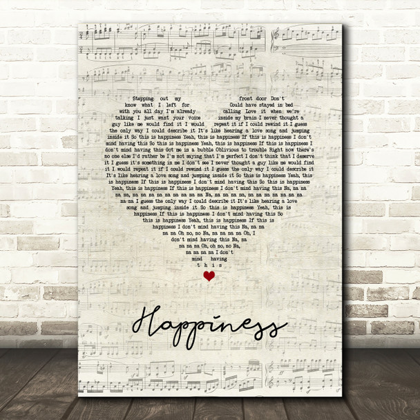 McFly Happiness Script Heart Song Lyric Art Print