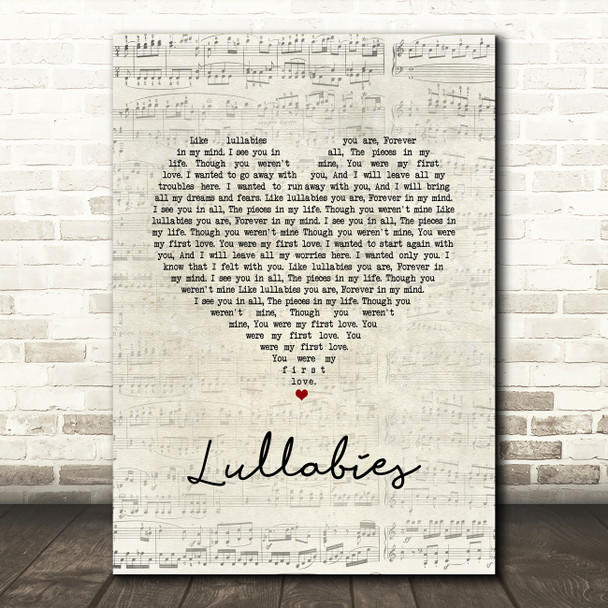 Yuna Lullabies Script Heart Song Lyric Art Print