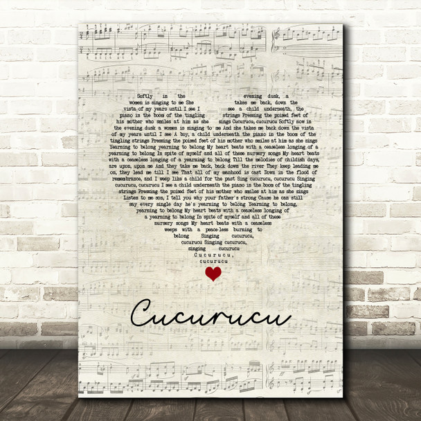 Nick Mulvey Cucurucu Script Heart Song Lyric Art Print