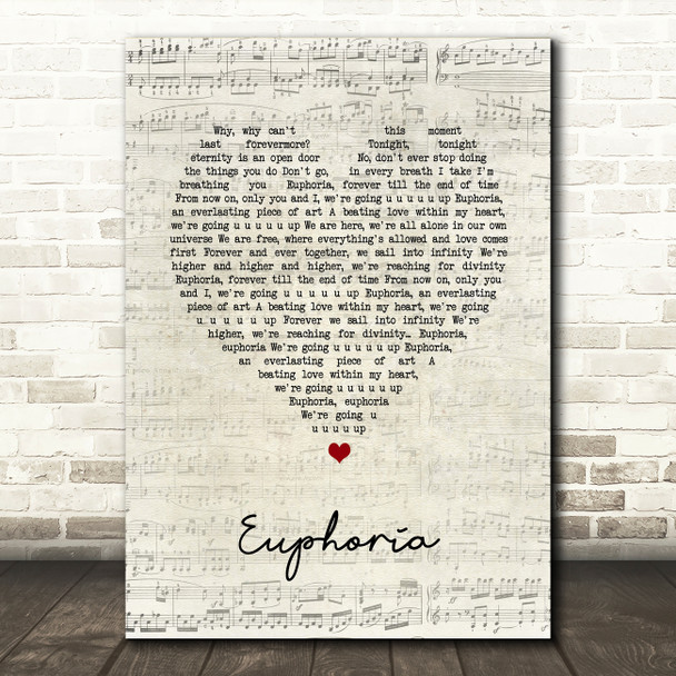 Loreen Euphoria Script Heart Song Lyric Art Print