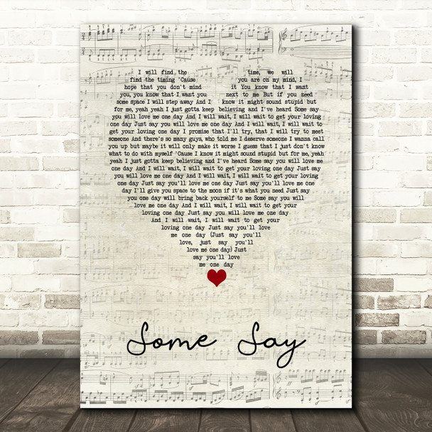 NEA! Some Say Script Heart Song Lyric Art Print