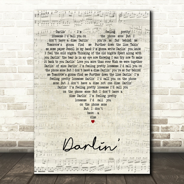 Frankie Miller Darlin' Script Heart Song Lyric Art Print