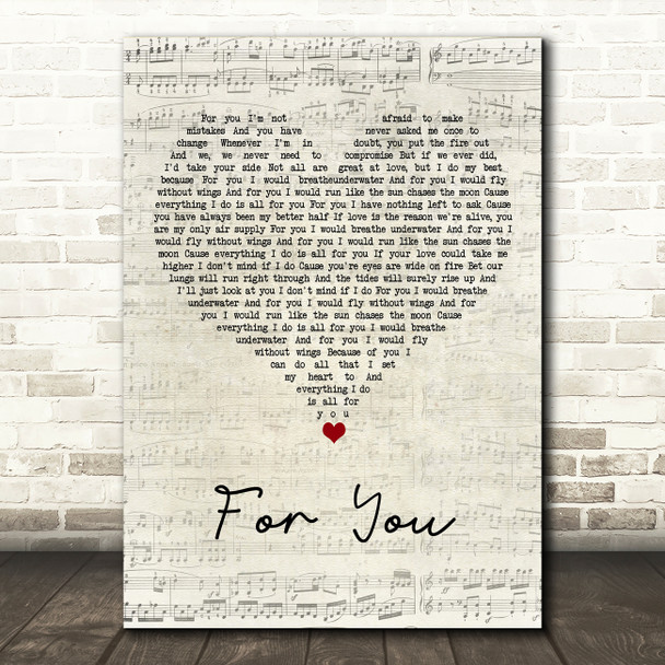 Tonight Alive For You Script Heart Song Lyric Art Print