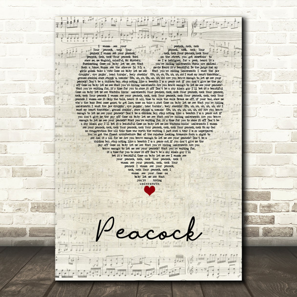 Katy Perry Peacock Script Heart Song Lyric Art Print