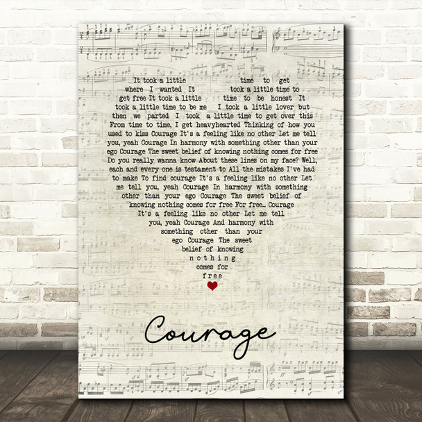 Villagers Courage Script Heart Song Lyric Art Print