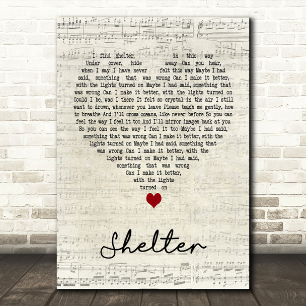 The xx Shelter Script Heart Song Lyric Art Print