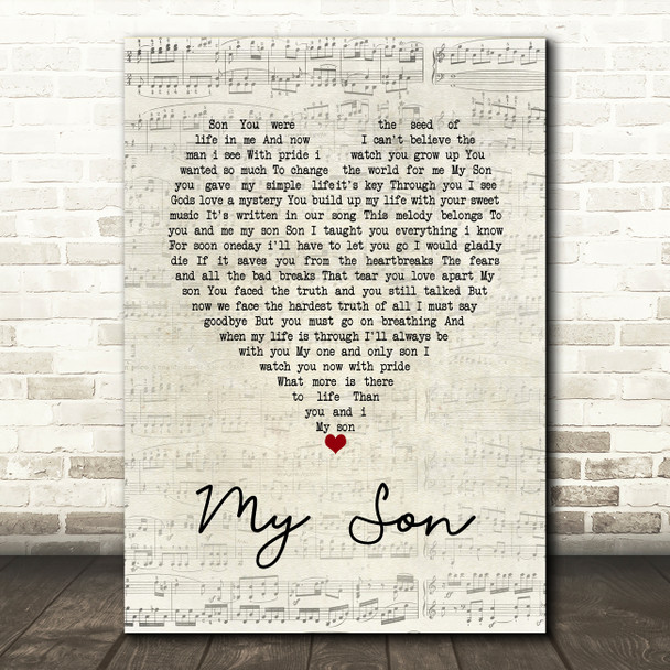 Brendan Shine My Son Script Heart Song Lyric Art Print