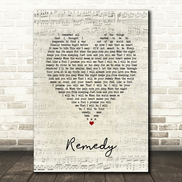 Adele Remedy Script Heart Song Lyric Art Print