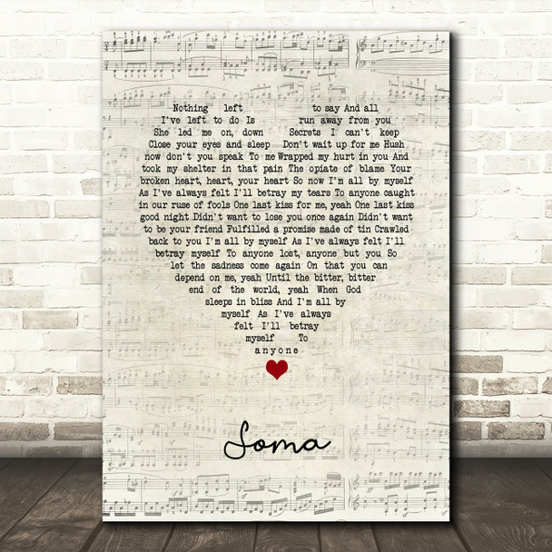 The Smashing Pumpkins Soma Script Heart Song Lyric Art Print