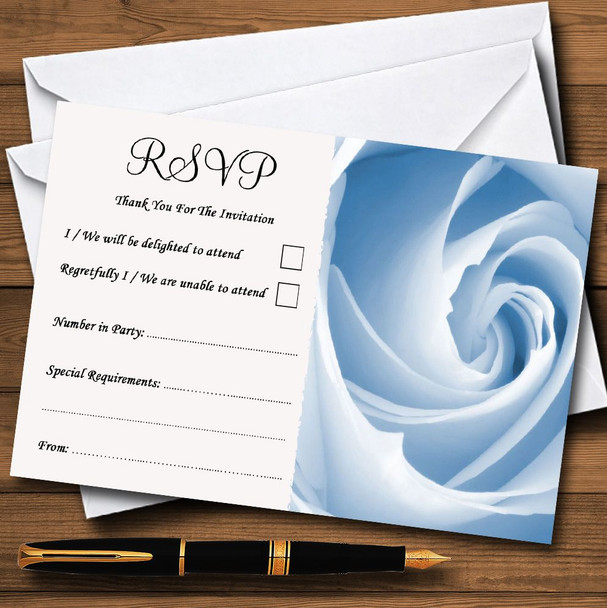 Baby Blue Pale Rose Personalized RSVP Cards