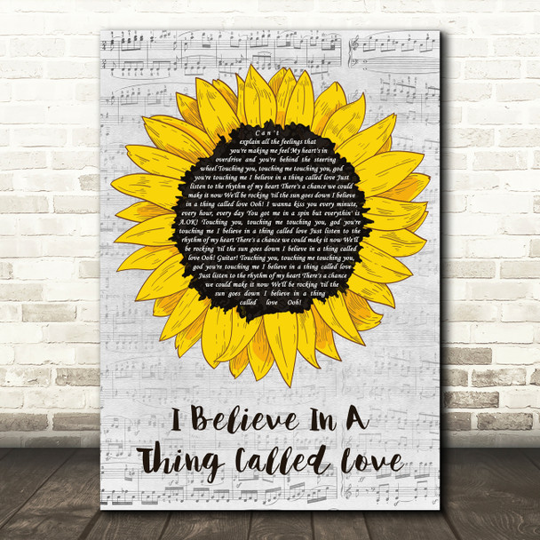 The Darkness I Believe In A Thing Called Love Grey Script Sunflower Song Lyric Art Print