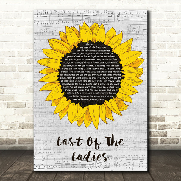 The Courteeners Last Of The Ladies Grey Script Sunflower Song Lyric Art Print