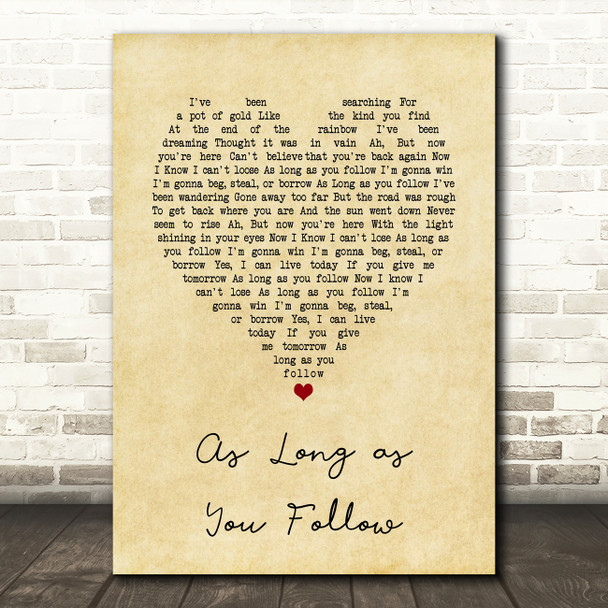Fleetwood Mac As Long as You Follow Vintage Heart Song Lyric Art Print