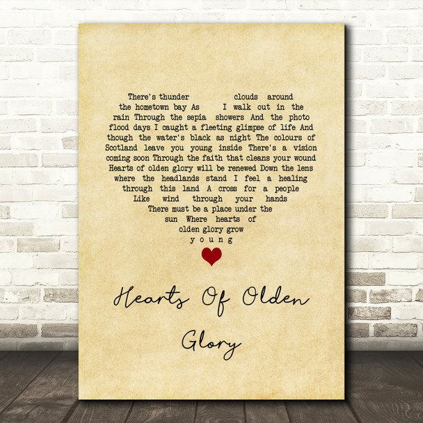 Runrig Hearts Of Olden Glory Vintage Heart Song Lyric Art Print