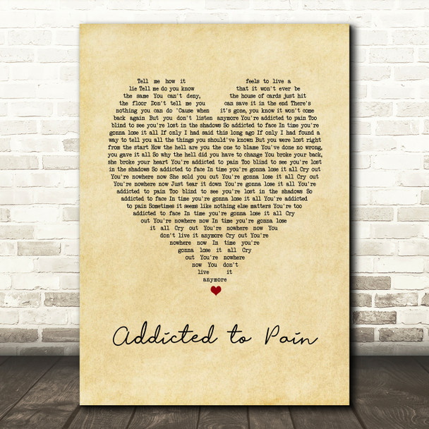 Alter Bridge Addicted to Pain Vintage Heart Song Lyric Art Print