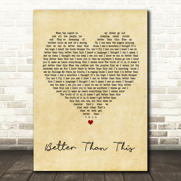 Paloma faith Better Than This Vintage Heart Song Lyric Art Print