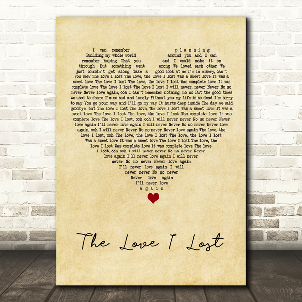 Sybil The Love I Lost Vintage Heart Song Lyric Art Print