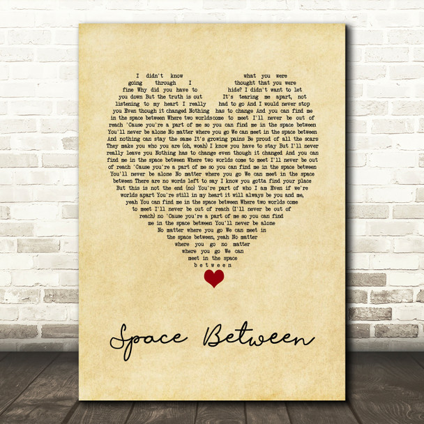 Dove Cameron, Sofia Carson Space Between Vintage Heart Song Lyric Art Print