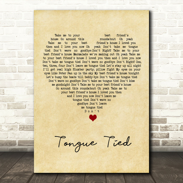 Grouplove Tongue Tied Vintage Heart Song Lyric Art Print