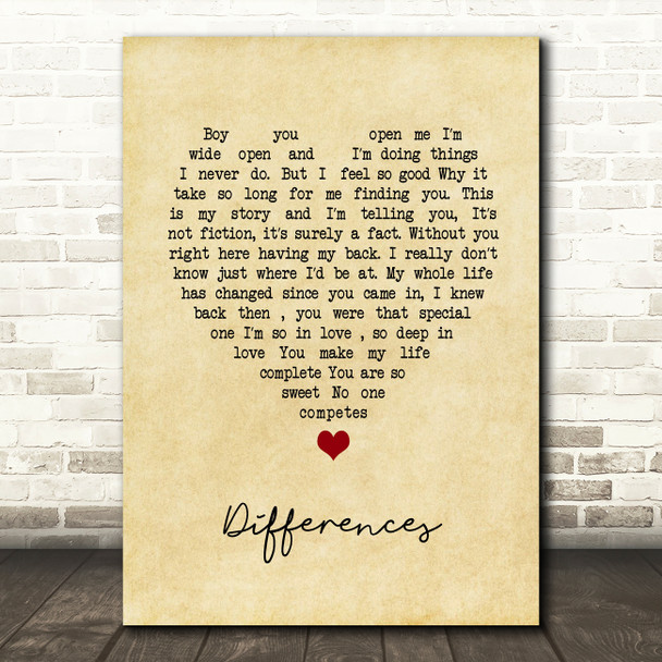 Ginuwine Differences Vintage Heart Song Lyric Art Print