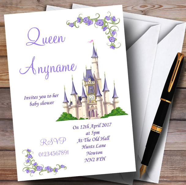 Purple Princess Castle Invitations Baby Shower Invitations