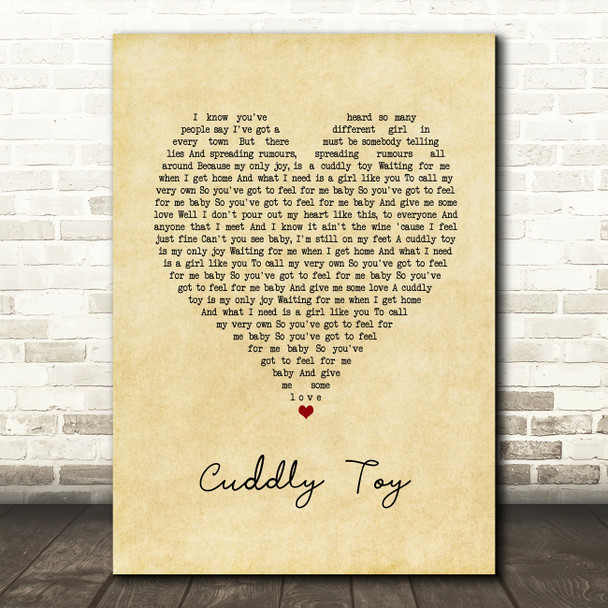 Roachford Cuddly Toy Vintage Heart Song Lyric Art Print