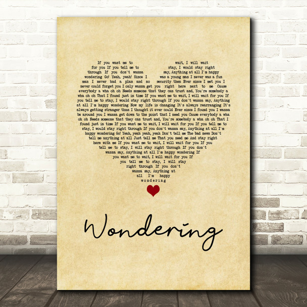 Good Charlotte Wondering Vintage Heart Song Lyric Art Print