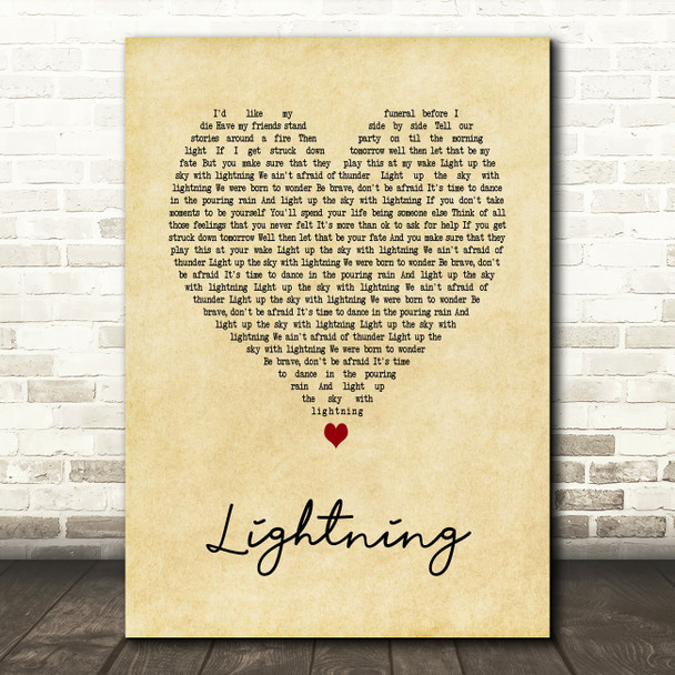 Lucy Spraggan Lightning Vintage Heart Song Lyric Art Print