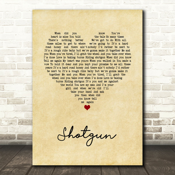 Sean McConnell Shotgun Vintage Heart Song Lyric Art Print