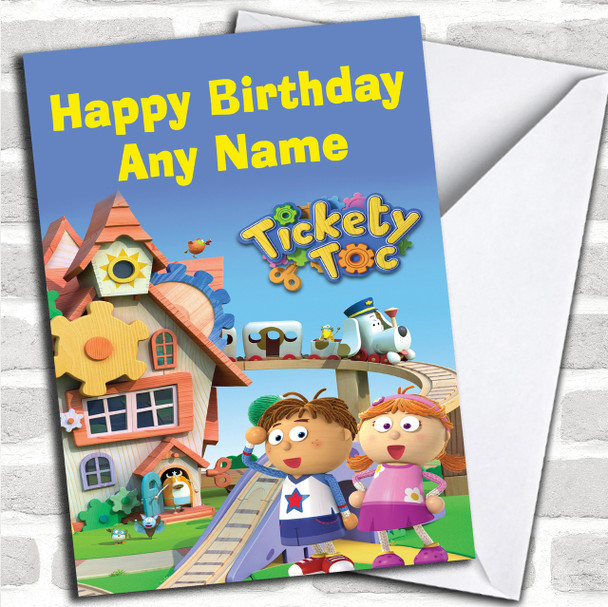 Tickety Toc Blue  Personalized Children's Birthday Card