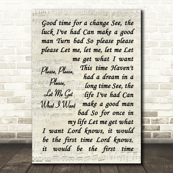 The Smiths Please, Please, Please, Let Me Get What I Want Vintage Script Song Lyric Art Print