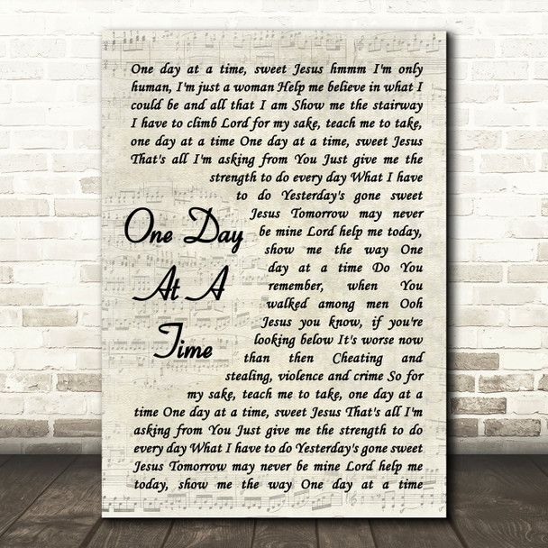 Lena Martell One Day At A Time Vintage Script Song Lyric Art Print