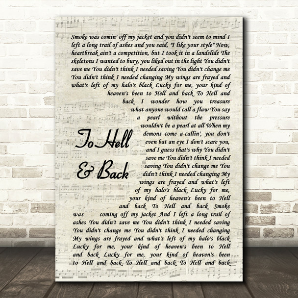 Maren Morris To Hell & Back Vintage Script Song Lyric Art Print