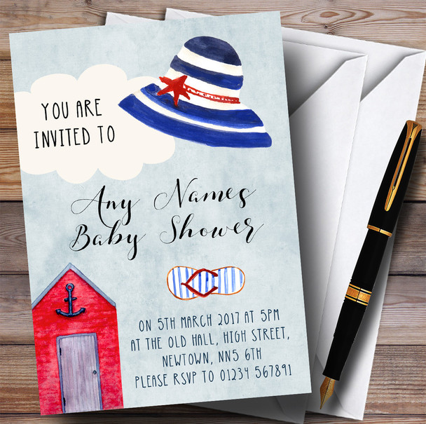 Vintage Beach Hut Invitations Baby Shower Invitations