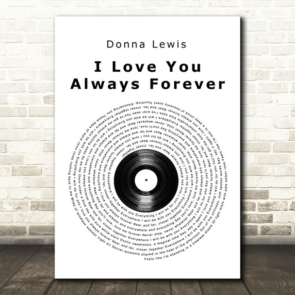 Donna Lewis I Love You Always Forever Vinyl Record Song Lyric Art Print