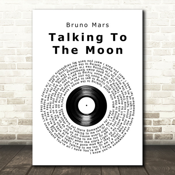 Bruno Mars Talking To The Moon Vinyl Record Song Lyric Art Print