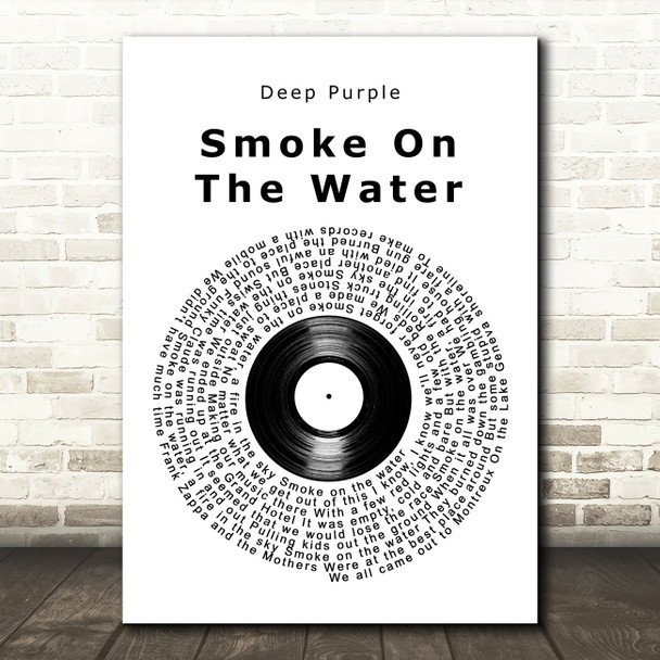 Deep Purple Smoke On The Water Vinyl Record Song Lyric Art Print