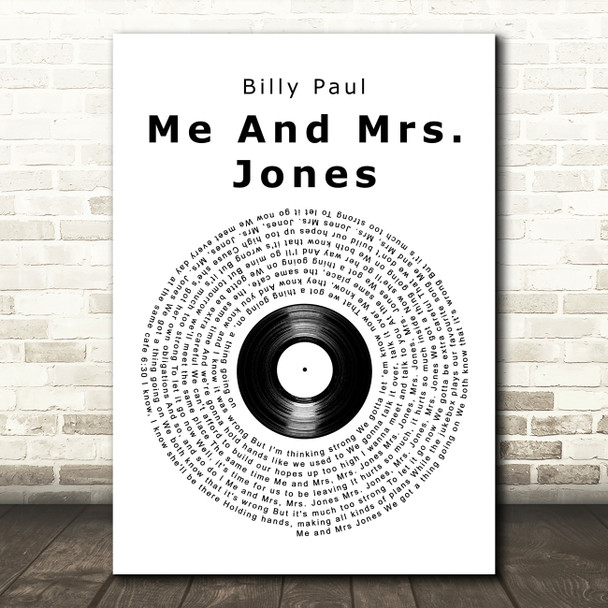 Billy Paul Me And Mrs. Jones Vinyl Record Song Lyric Art Print