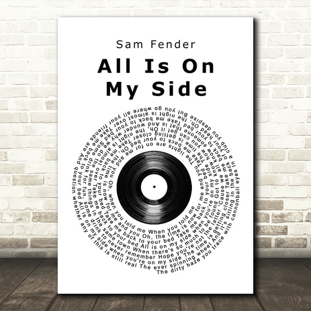 Sam Fender All Is On My Side Vinyl Record Song Lyric Art Print